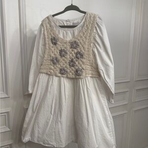 Zara Cream and Gray Girls Dress